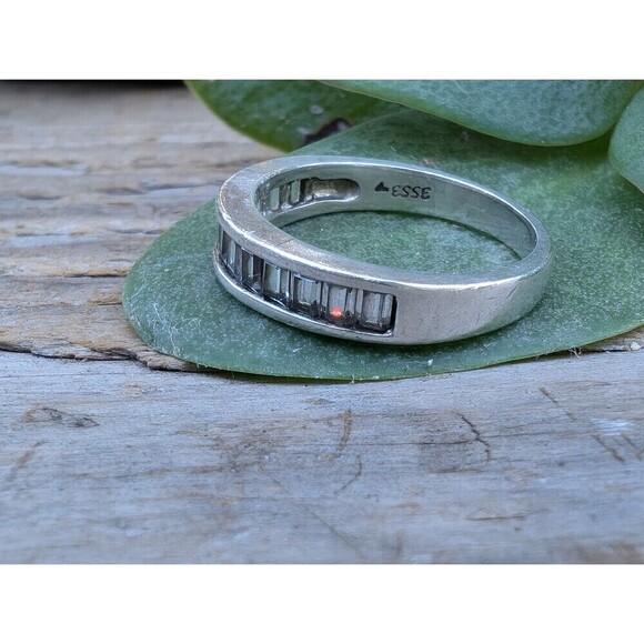 Vintage Sterling Channel Set Baguette Band Ring by Esse Size 7 Silver Ring - Picture 4 of 11